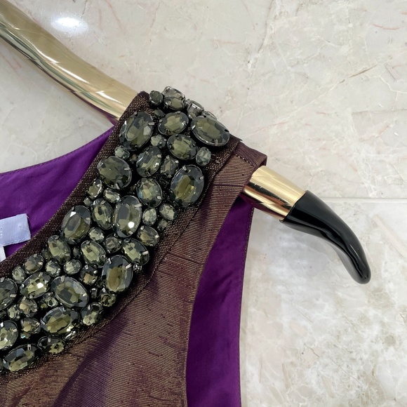 VERA WANG LAVENDER LABEL {8} Dress Metallic Crystals Beading - Picture 6 of 13